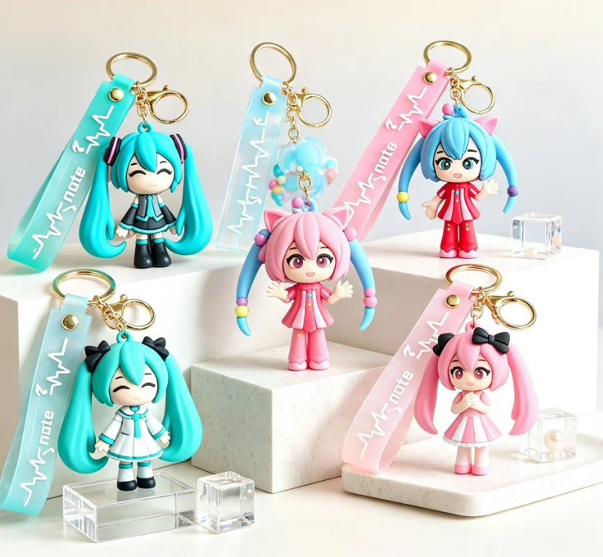 Car Accessories Xmas - พวงกุญแจฮัตสึเนะ มิคุ จี้กระเป๋าอนิเมะ การ์ตูน ของตกแต่งขนาดเล็ก พวงกุญแจรถยนต์