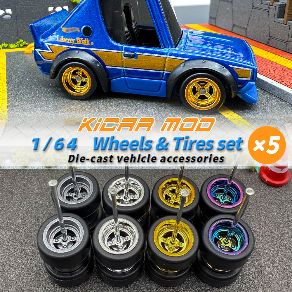 Car Accessories Company - ล้อถอดได้ขนาด 1/64 ยางเรียบแบบ Slick ล้อ ABS