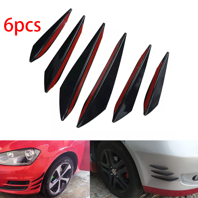 Bumper Guard Protector - ชุดป้องกันกันชนหน้ารถยนต์แบบยูนิเวอร์แซล 6 ชิ้น วัสดุยาง พร้อมดิฟฟิวเซอร์หลัง สีดำลายคาร์บอนไฟเบอร์