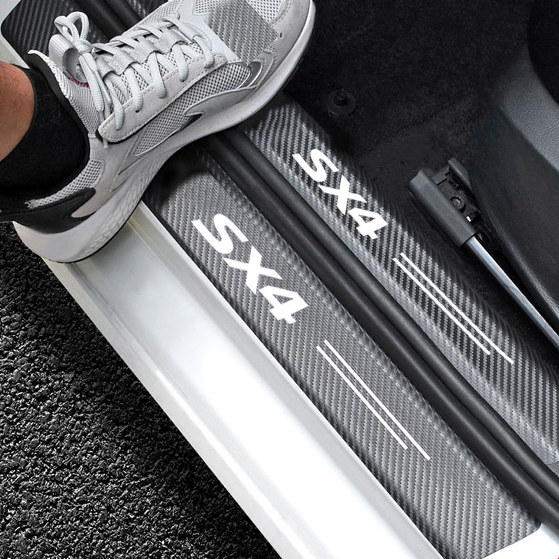 Bumper Guard Protector - สติ๊กเกอร์ตกแต่งขอบบันไดรถยนต์แถบป้องกันแป้นเหยียบต้อนรับสำหรับรถซูซูกิอุปกรณ์เสริมรถยนต์ SX4อุปกรณ์ป้องกัน bemper belakang